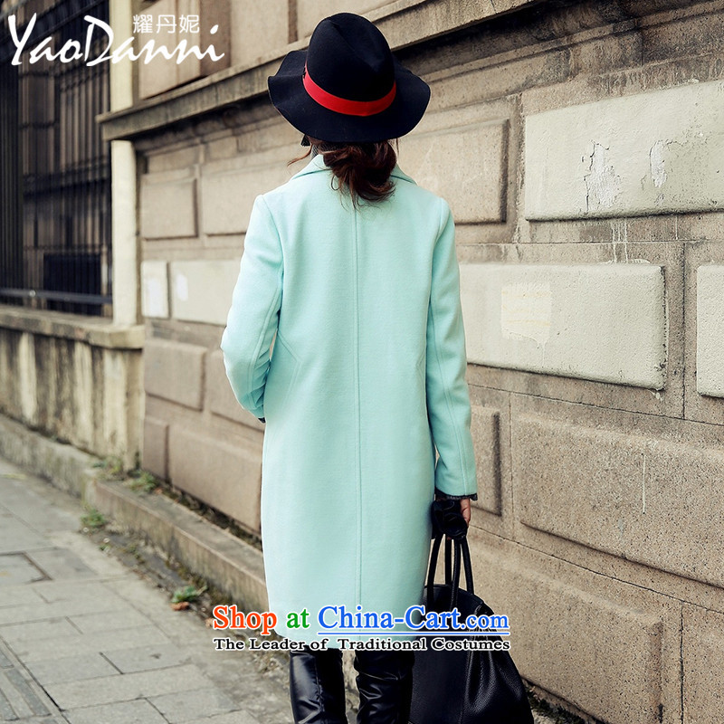 Yiu-Dan Ni 2015 winter coats new women's European site high-end fashion solid color jacket in Sau San wool? long green M Yiu-Dan Ni , , , shopping on the Internet