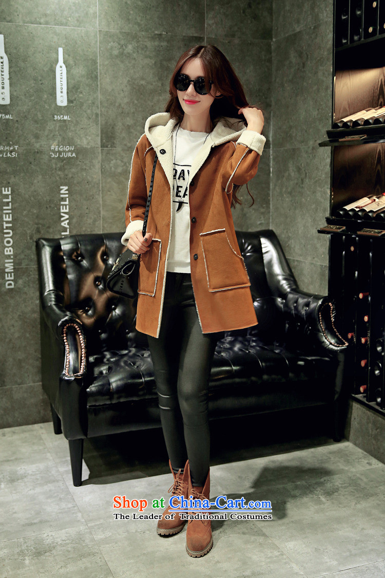 Xuan of sin by 2015 autumn and winter Korean fashion stitching leather jacket, lint-free long Lamb Wool warm-ups leisure cap coats female 6,618 gross? - M  for 110 catties following picture, prices, brand platters! The elections are supplied in the national character of distribution, so action, buy now enjoy more preferential! As soon as possible.