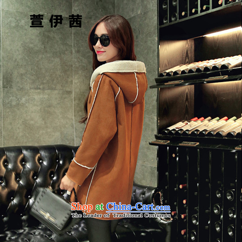 Xuan of sin by 2015 autumn and winter Korean fashion stitching leather jacket, lint-free long Lamb Wool warm-ups leisure cap coats female 6,618 gross? - M  for 110 catties, Xuan, Mrs Rosanna Ure following shopping on the Internet has been pressed.