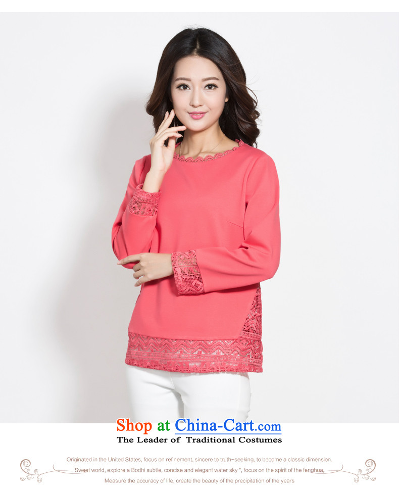 Large hazel WOMEN FALL 2015 mm thick clothes Couture fashion pure color long-sleeved lace stitching forming the Netherlands Red XL Photo, prices, brand platters! The elections are supplied in the national character of distribution, so action, buy now enjoy more preferential! As soon as possible.