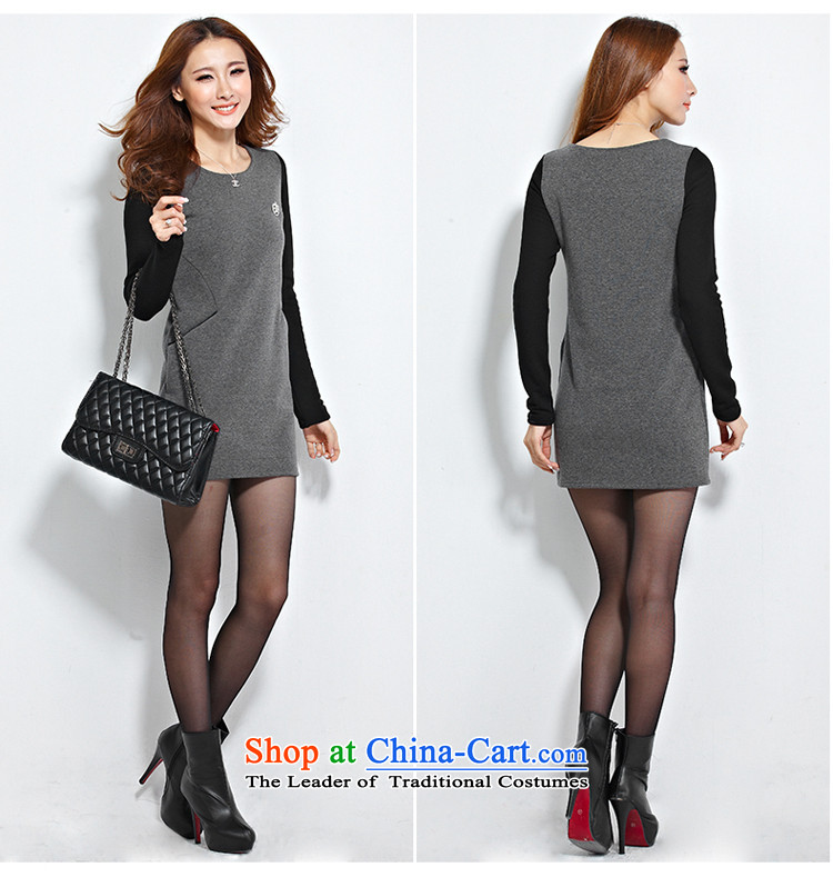 For M- Large 2015 Women's autumn and winter new plus lint-free warm sweater thick mm video forming the thin air collision color stitching leisure long-sleeved dresses Y1176 3XL Gray Photo, prices, brand platters! The elections are supplied in the national character of distribution, so action, buy now enjoy more preferential! As soon as possible.