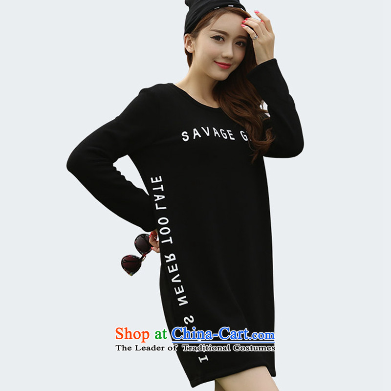 For M- 2015 XL female autumn and winter new thick mm thin letters in stamp graphics long load warm thick wool sweater, forming the Netherlands Y1350 3XL, black collar-m , , , shopping on the Internet