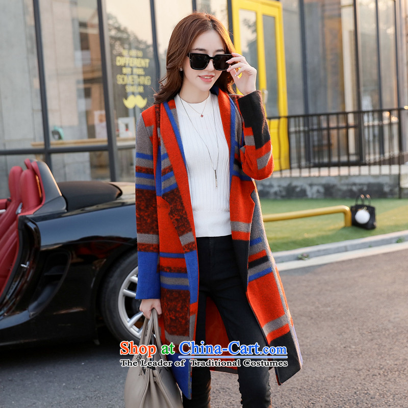 Sin has 2015 winter clothing new Korean citizenry video thin stylish color plane collision minimalist gross jacket female blue lake? grid   , L, sin has shopping on the Internet has been pressed.