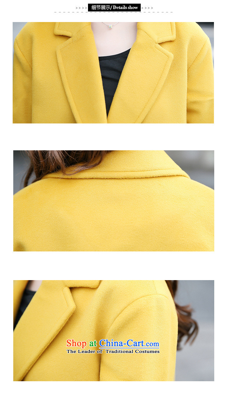 2015 Autumn wind Vera new Korean fashion, double-large lapel a relaxd casual straight hair? Small incense wind jacket, cashmere overcoat female short winter clothing Yellow M picture, prices, brand platters! The elections are supplied in the national character of distribution, so action, buy now enjoy more preferential! As soon as possible.