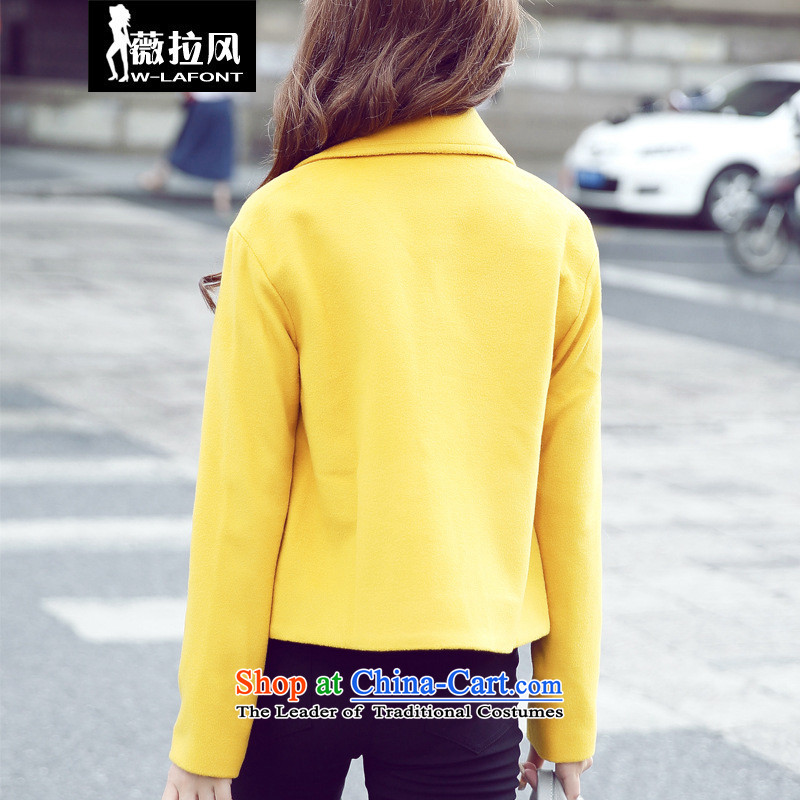 2015 Autumn wind Vera new Korean fashion, double-large lapel a relaxd casual straight hair? Small incense wind jacket, cashmere overcoat female short winter clothing Yellow M Vera winds (W-LAFONT) , , , shopping on the Internet