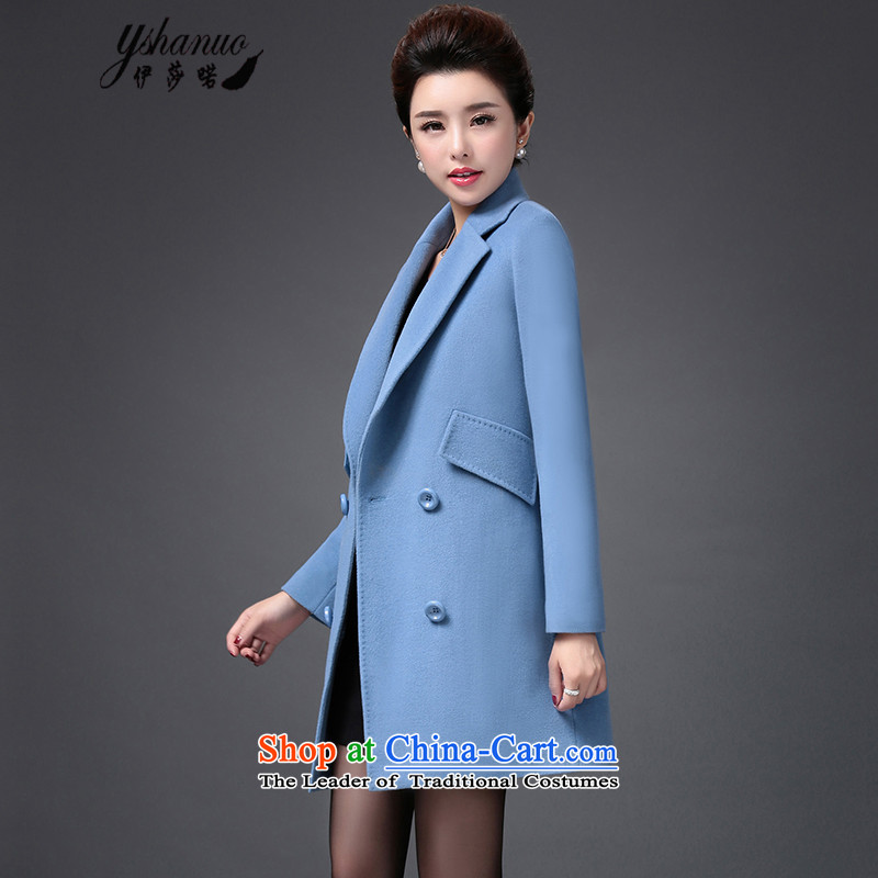 Isabel La Carconte 2015 autumn and winter new woolen coat female Korean lady temperament in double-Long Hair Girl? LAKE BLUE XXL, YS0004 jacket Isabelle well (YSHANUO) , , , shopping on the Internet
