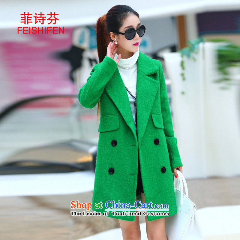 The Philippines?2015 Autumn Load Stephen poem won edition red jacket girl in gross? long double-style suit for autumn and winter a wool coat green?L