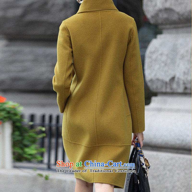 New Korea autumn 1442#2015 version stylish long wool so Sau San jacket female Tseung Kwan Cheuk-yan Yi Huang XL, , , , shopping on the Internet