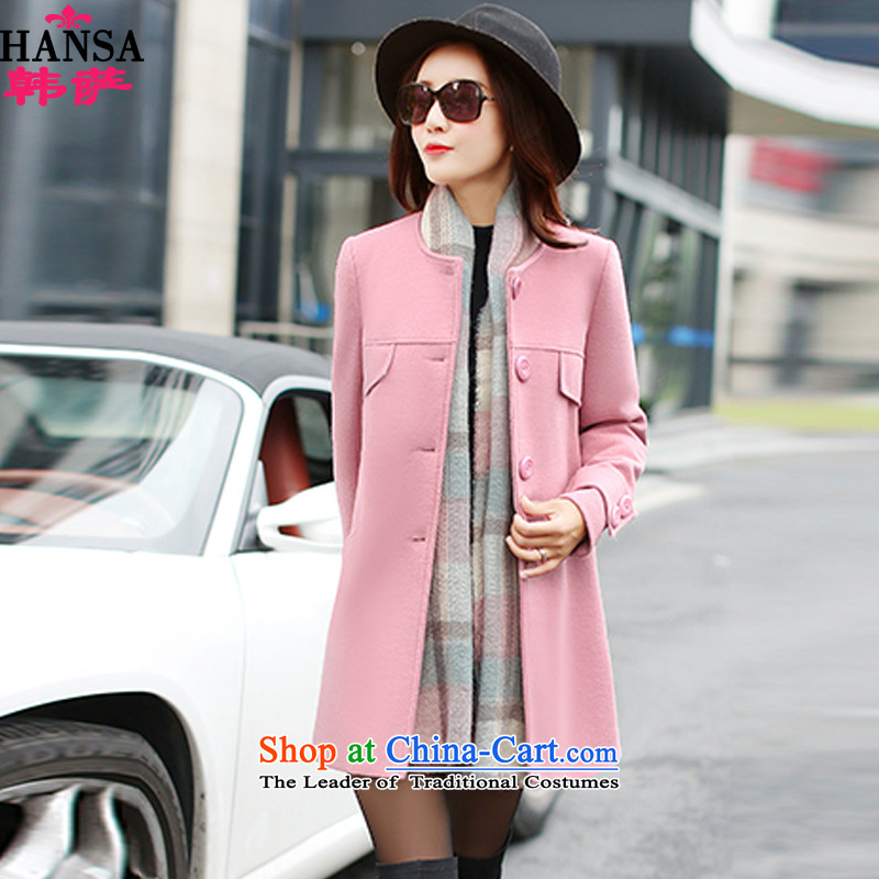 The 2015 autumn and winter won the new Korean version of large numbers of women who are in long wind jacket female Cashmere wool coat female C807? Pink , L, won the , , , shopping on the Internet