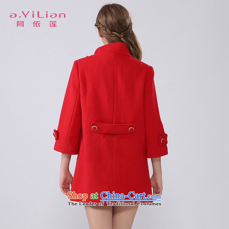 Aida 2015 Winter New Lin sweet lady pure colors in a bow tie long wool coat jacket female CA44197231? The Red XL, Aida Lin (A.YILIAN) , , , shopping on the Internet