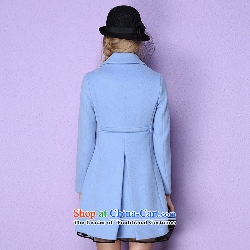  The European site stylish beauty hizze long coats female double-wool a wool coat leisure gross? 2015 autumn and winter coats female new blue s,hizze,,, shopping on the Internet