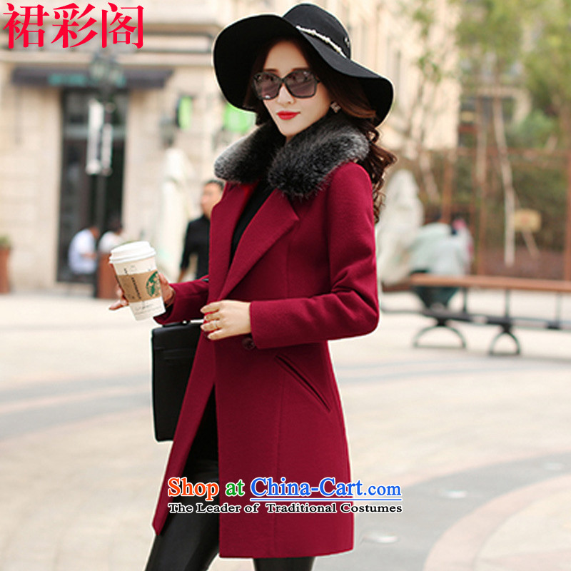 The multimedia room hair so dress jacket Women 2015. long winter clothing Korean women's large and stylish lounge gross for a wool coat 8516 XL, wine red color pavilion.... skirt shopping on the Internet