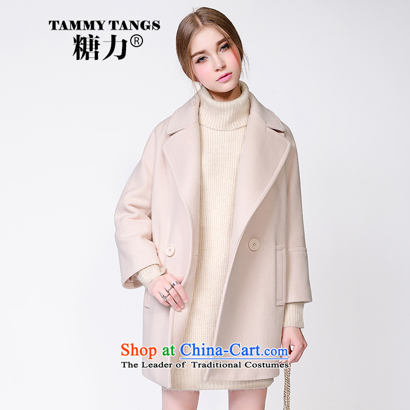 In 2015 winter sugar new European site apricot color in the lapel long wool coat jacket women gross? apricot color _pre-sale 5 December shipment_ XS
