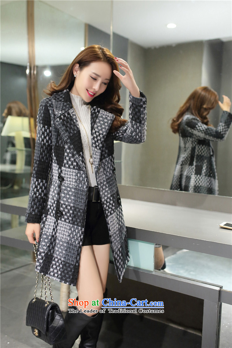 Piao lover, winter 2015 new gross jacket female thick in this long and Stylish coat it grid Sau San female Foutune of thin navy blue M graphics picture, prices, brand platters! The elections are supplied in the national character of distribution, so action, buy now enjoy more preferential! As soon as possible.