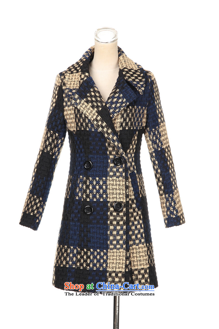Piao lover, winter 2015 new gross jacket female thick in this long and Stylish coat it grid Sau San female Foutune of thin navy blue M graphics picture, prices, brand platters! The elections are supplied in the national character of distribution, so action, buy now enjoy more preferential! As soon as possible.