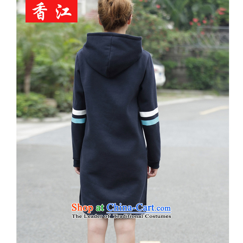 Xiang Jiang 2015 to increase the number of women in the autumn of New fat mm long-sleeve sweater video thin coat thick sister 200 catties dress jacket 5058 Navy larger 4XL, Xiangjiang , , , shopping on the Internet