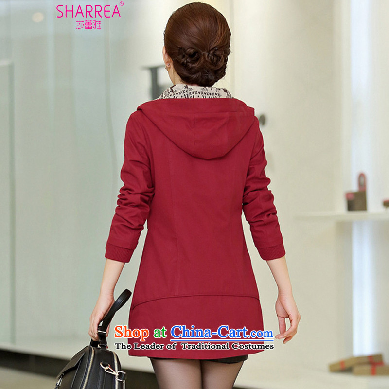 Sarah ya 2015 winter clothing new to increase women's code thick mm heavy code in long thin coat 1098 Wine Video Red Hat stamp 3XL/recommendations 150-165¨, Sarah (SHARREA) , , , shopping on the Internet