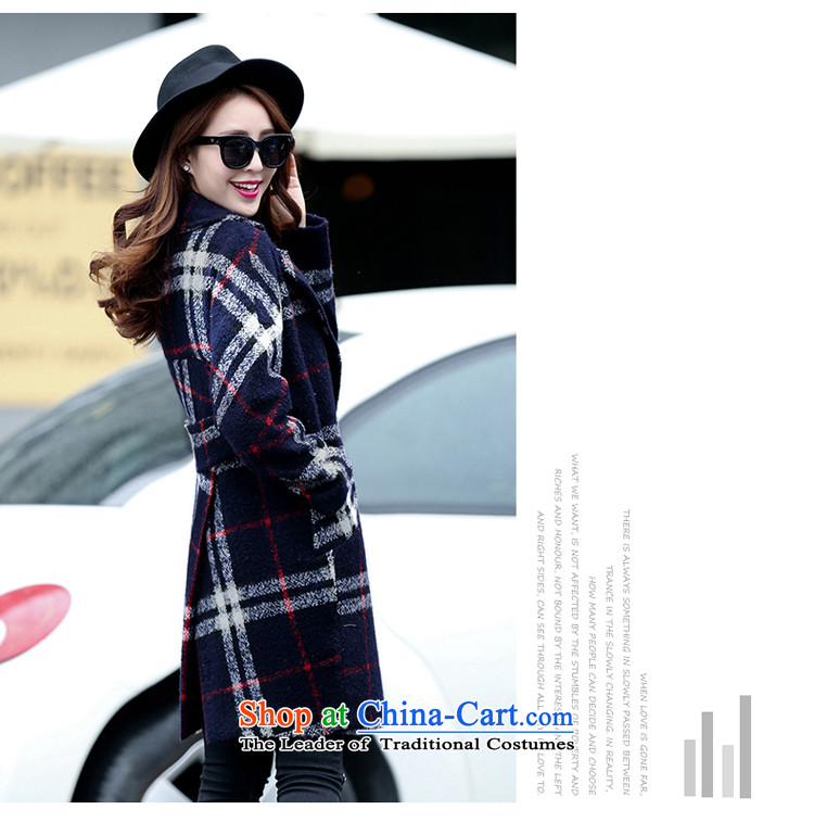 Piao Love Ting 2015 Fall/Winter Collections new grid wool coat girl in long?) won a larger version of the jacket female navy M picture, prices, brand platters! The elections are supplied in the national character of distribution, so action, buy now enjoy more preferential! As soon as possible.