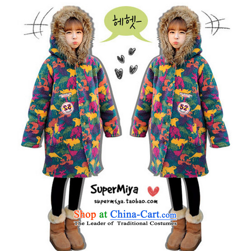 2015 Fall/Winter Collections new Korean version of large numbers of female students with loose cotton waffle thick MM thick, Hin thin cotton coat of Korea in thick sister thick long jacket, map color XL, witch (YOJINJN) , , , shopping on the Internet