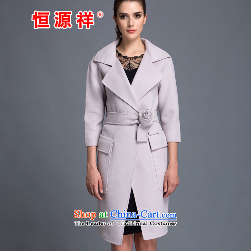 Hengyuan Cheung women wool double-side COAT?2015 autumn and winter edition of the new Korean_ long strap gross? 1515 Light Gray jacket M.