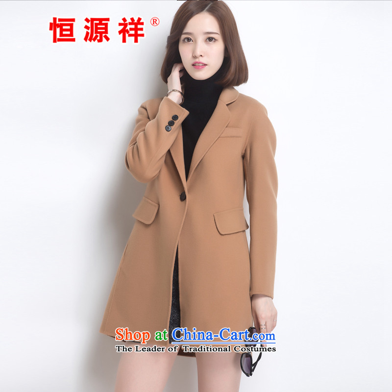 Hengyuan Cheung women wool double-side COAT2015 autumn and winter edition of the new Korean_ long a grain of detained? Jacket Color andS