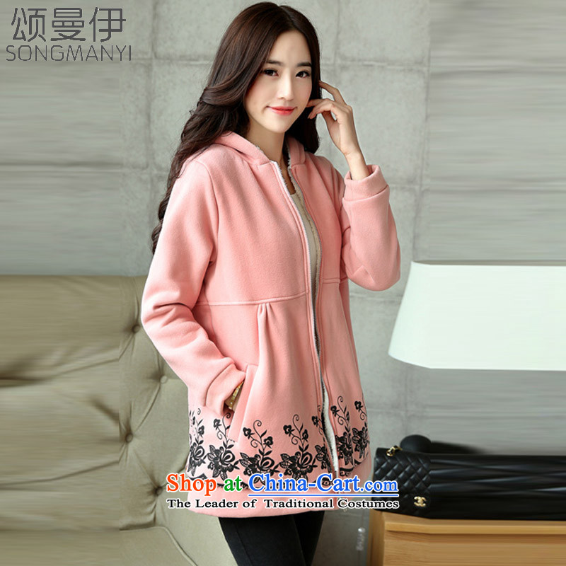 Chung Cayman El 2015 autumn and winter new larger female 200 catties thick mm thick cotton lint-free jackets plus 8816 pink XXXL, female to Amman, , , , shopping on the Internet