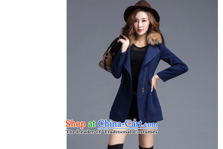 Mya Addis Ababa solar 2015 autumn and winter new Korean women in long roll collar zipper gross coats female navy? WITHOUT L picture, prices, brand platters! The elections are supplied in the national character of distribution, so action, buy now enjoy more preferential! As soon as possible.