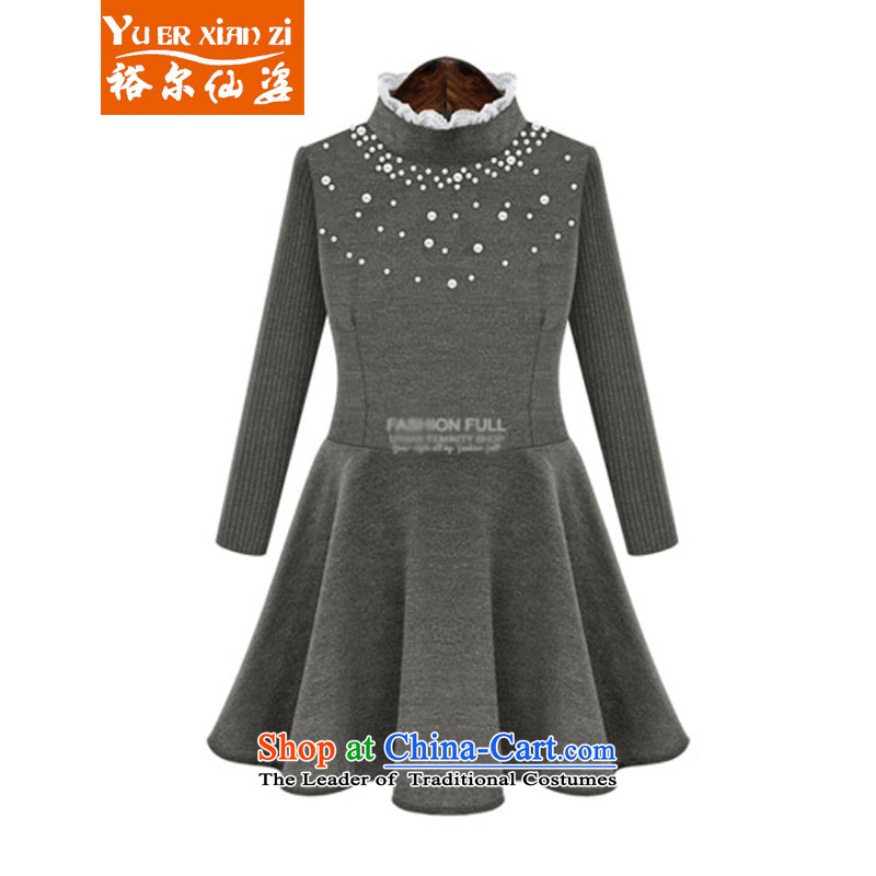 Yu-Sin-thick mm video thin new autumn and winter dresses female nail-ju high collar long-sleeved clothes to wear the stylish xl female tide5227 carbonXL115-128 recommends that you Jin