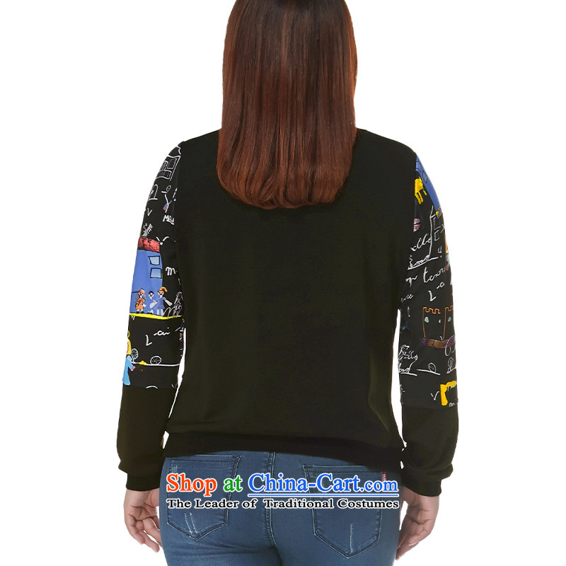 To increase the number msshe women 2015 new autumn and winter 200 catties knocked color round-neck collar thin sweater 10489 Graphics Black blue flowers of Susan Carroll, Ms Elsie 6XL, Yee (MSSHE),,, shopping on the Internet