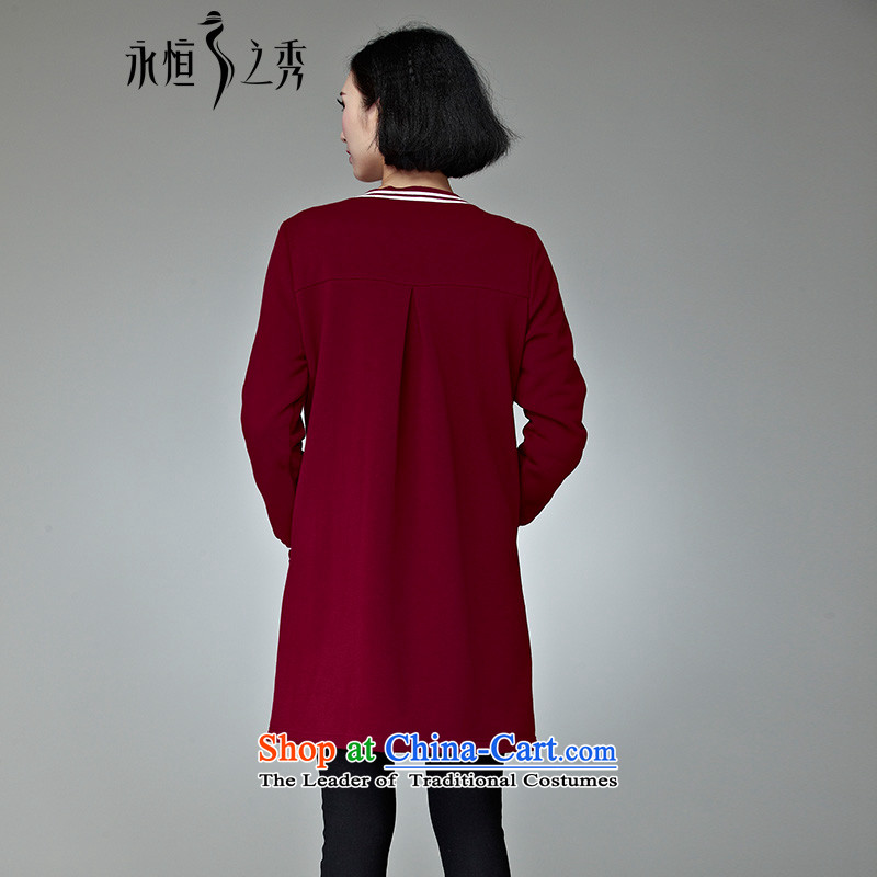 The Eternal Yuexiu code female jackets 2015 Fall/Winter Collections of new products thick mm sister graphics in autumn thin long thick temperament loose to people xl jacket chestnut horses 4XL, eternal Soo , , , shopping on the Internet