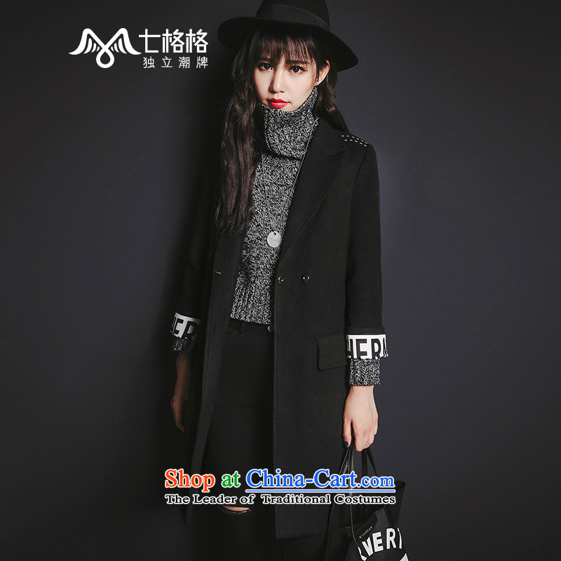 7 Huan gross? 2015 winter coats new letters stamp double-coats female black  M
