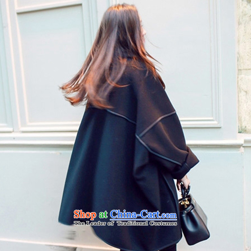 Here you can fall and winter cloak lapel cocoon-jacket in gross? long large Korean loose double-sided a wool coat black M can be rebuked by 607.2 (KOSHION) , , , shopping on the Internet