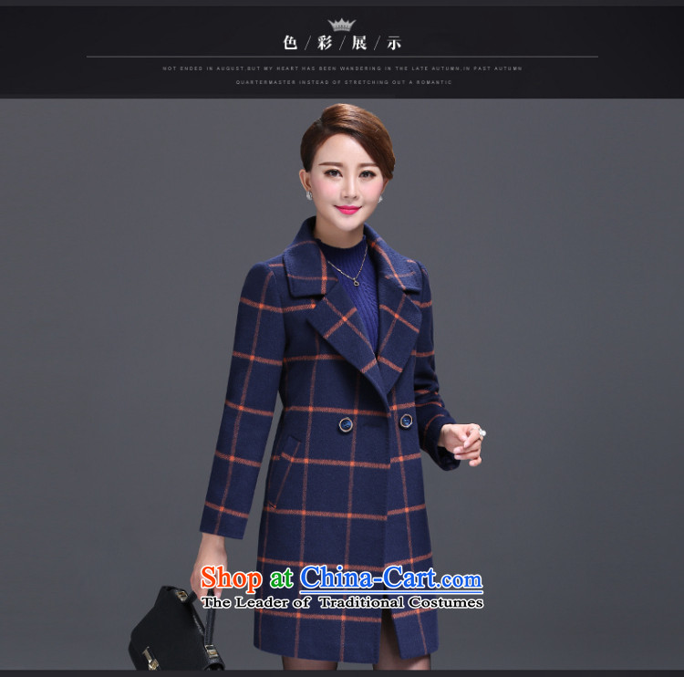 Gangan World 2015 autumn and winter coats gross New girl? Long temperament grid long-sleeved jacket? female gross elegant blue, orange, XL Photo, prices, brand platters! The elections are supplied in the national character of distribution, so action, buy now enjoy more preferential! As soon as possible.