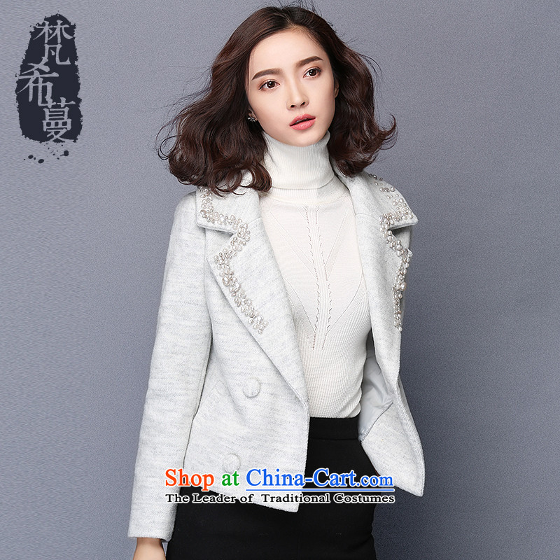 Van Gogh Greek Golden Harvest autumn and winter 2015 new products small-wind-zhu staple manually reverse collar long-sleeved jacket double-gross? 65930 Female gray S, Van Gogh Greek Golden Harvest (vimly) , , , shopping on the Internet