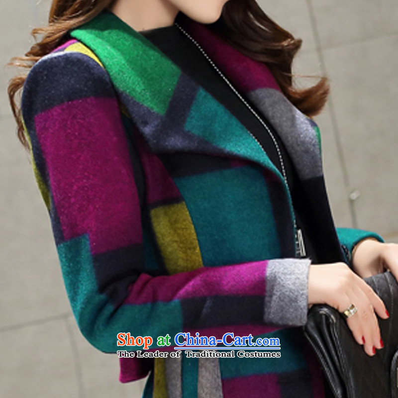 America where Tian Cheng 2015 autumn and winter new grid jacket knocked color Sau San in the long hair? 355 G blue of the coats XL, America where Tian Cheng , , , shopping on the Internet