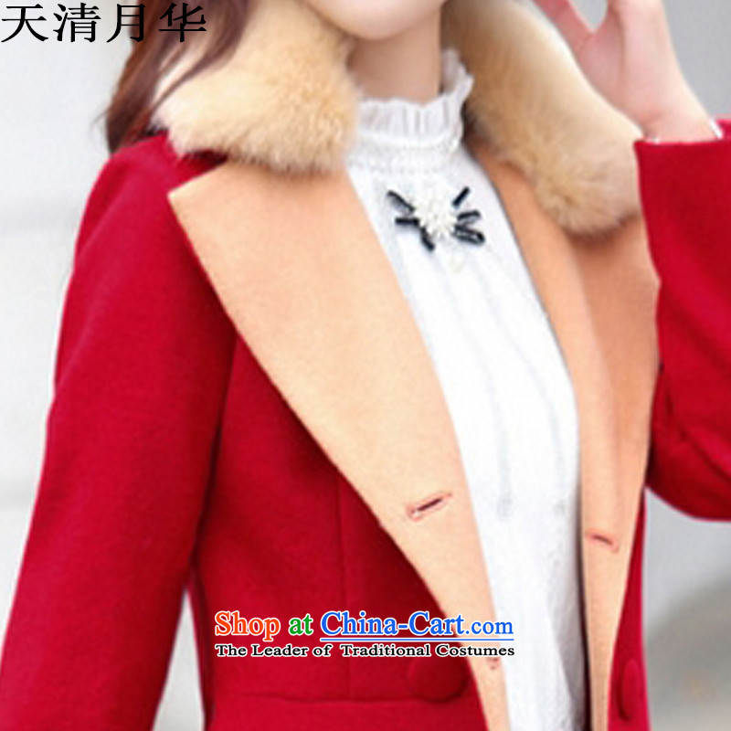 On China Tachee larger women 2015 winter clothing new Korean version of the video in Sau San thin long double-a wool coat female red XXL, Tachee Yuet Wah Shopping on the Internet has been pressed.