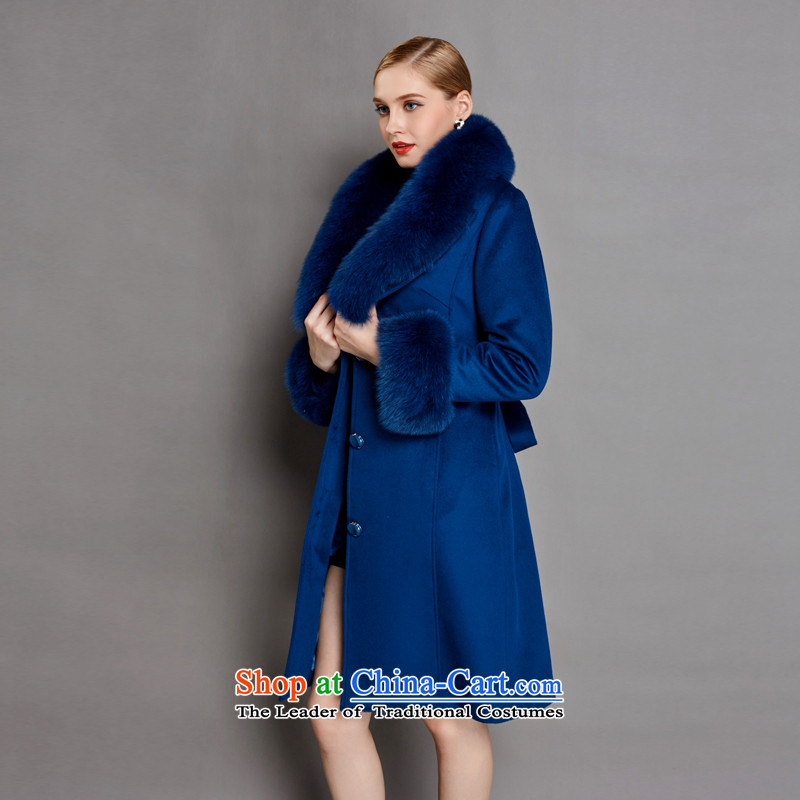 C.o.d. l-woo and purchase high-end women 2015 winter clothing new wool sleeve Fox for coats, wool cashmere overcome long Denim blue (wool sleeve) XL, L-woo and purchase online shopping has been pressed.