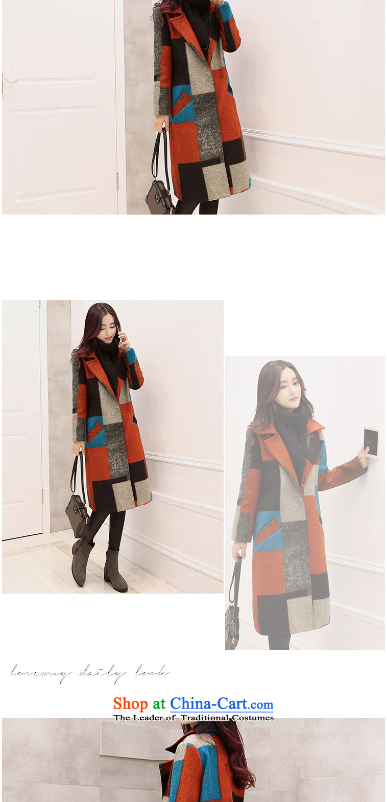 In accordance with the 2015 autumn and winter is particularly new Korean version of color grid gross coats and women code? 