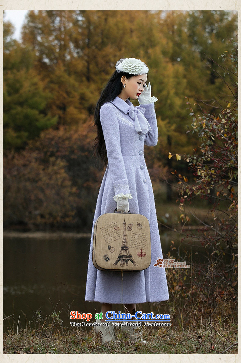 Gigi Lai Siu-Jing Meng 2015 winter new retro solid color embroidered coats of Sau San long hair? jacket light violet Gray L pre-sale 35 days) Picture, prices, brand platters! The elections are supplied in the national character of distribution, so action, buy now enjoy more preferential! As soon as possible.