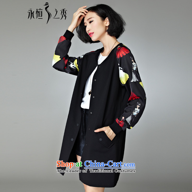 The Eternal Soo-XL female jackets Fall/Winter Collections 2015 new thick MM thick, stylish western sister video in thin long to 200 catties 4XL, black jacket eternal Soo , , , shopping on the Internet