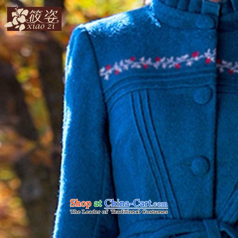 Gigi Lai occasional encounter smhf 2015 winter new embroidered jacket?   Gross temperament long coats Peacock Blue M pre-sale 35 days), Gigi Lai (xiaozi SMHF) , , , shopping on the Internet