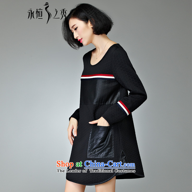 The Eternal Soo-XL long-sleeved T-shirts 2015 Fall/Winter Collections new product version won new thick mm sister dresses to 200 catties, long black shirts 4XL, eternal Soo , , , shopping on the Internet