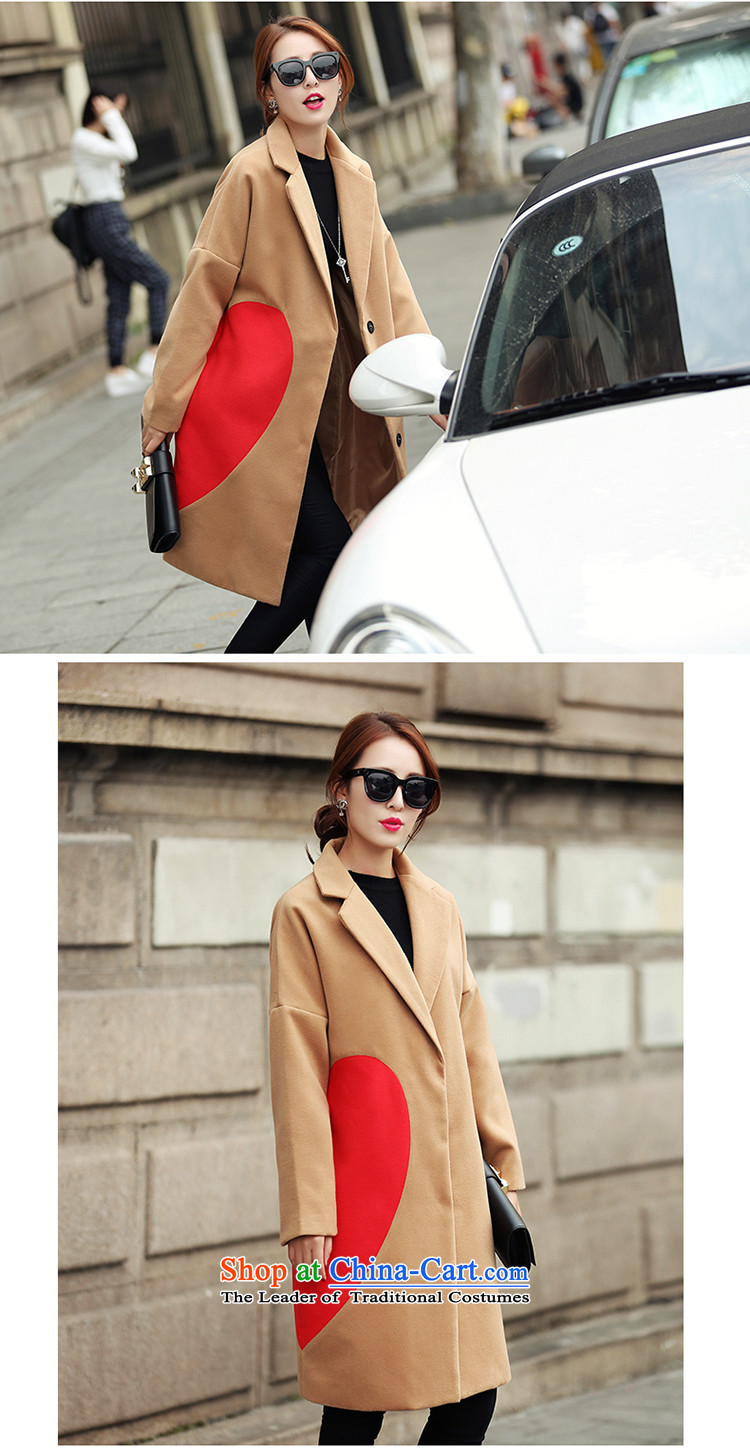 The law was in Dili wool is Qi jacket female Korean version of autumn and winter 2015 new Western big heart-shaped stamp large relaxd cocoon-video in the thin long a wool coat female khaki XL Photo, prices, brand platters! The elections are supplied in the national character of distribution, so action, buy now enjoy more preferential! As soon as possible.