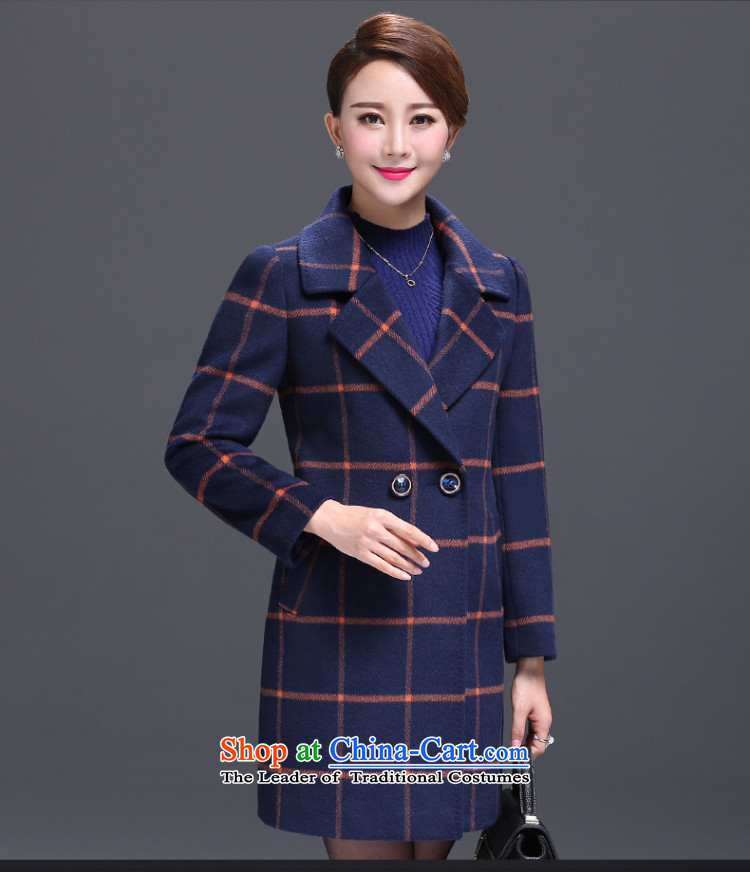 Gangan World 2015 autumn and winter in new long temperament grid larger women's mother boxed long-sleeved jacket? long-sleeved elegant Gross Gross coats women female? blue 2XL Photo, prices, brand platters! The elections are supplied in the national character of distribution, so action, buy now enjoy more preferential! As soon as possible.