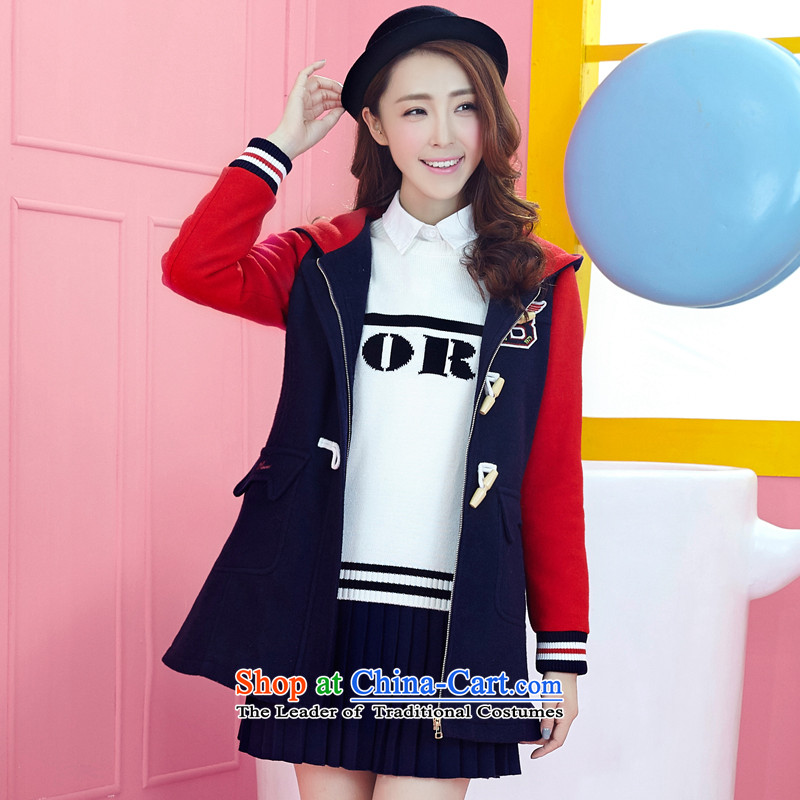 2015 new girls plain preppy winter clothing Korean students in gross? jacket long horns detained a wool coat red S, simple (pusu) , , , shopping on the Internet