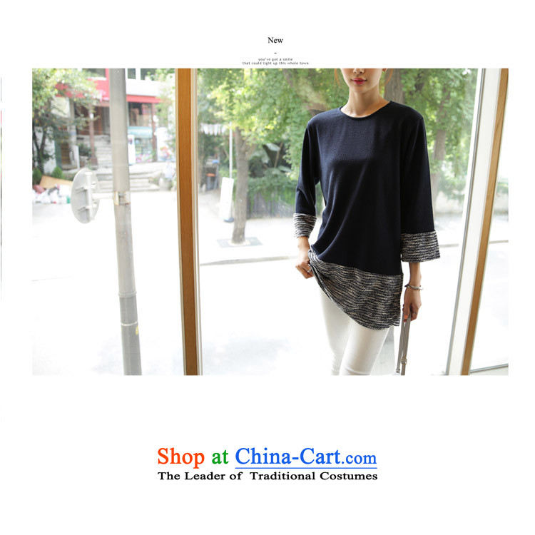 Chung Cayman El 2015 autumn and winter new to increase women's code thick MM stitching. Long loose video forming the thin clothes female 5218 dark blue color pictures, XXXL spell price, brand platters! The elections are supplied in the national character of distribution, so action, buy now enjoy more preferential! As soon as possible.