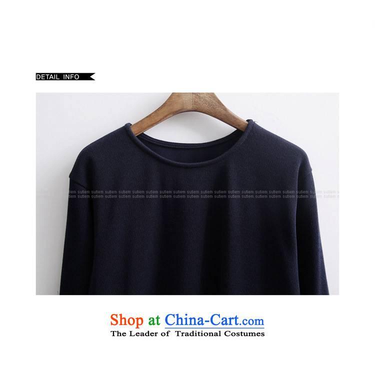Chung Cayman El 2015 autumn and winter new to increase women's code thick MM stitching. Long loose video forming the thin clothes female 5218 dark blue color pictures, XXXL spell price, brand platters! The elections are supplied in the national character of distribution, so action, buy now enjoy more preferential! As soon as possible.