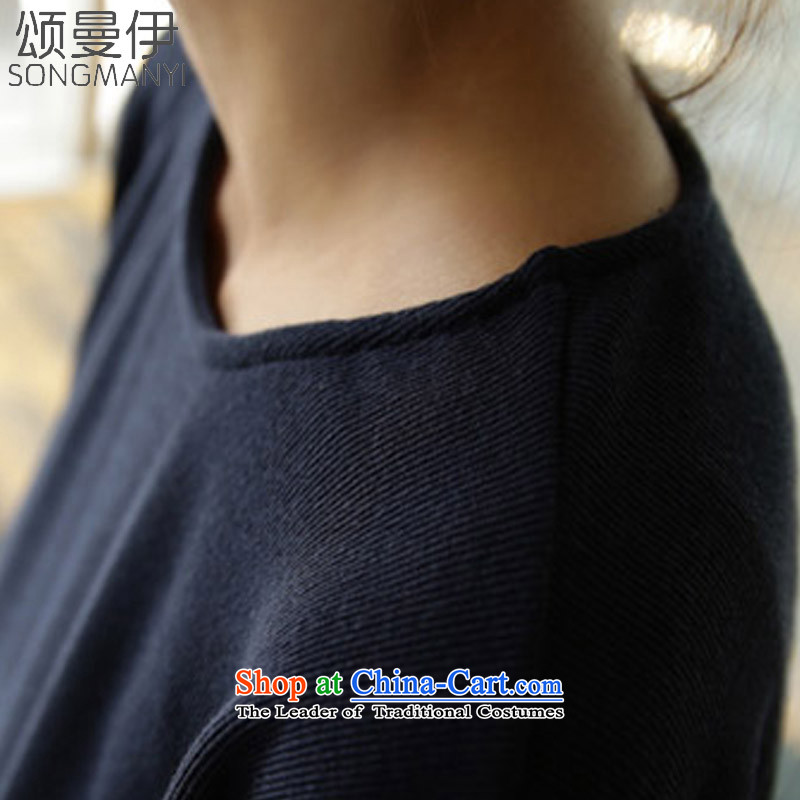 Chung Cayman El 2015 autumn and winter new to increase women's code thick MM stitching. Long loose video forming the thin clothes female 5218 dark blue color XXXL, spell checker to Amman, , , , shopping on the Internet