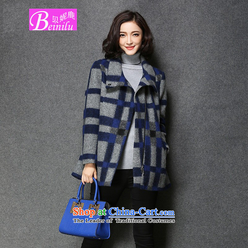 Connie Deer 2015 Addis Ababa autumn and winter new gross jacket female grid? temperament larger wool a wool coat loose video thin lattices , L, Addis Ababa Connie deer (beinilu) , , , shopping on the Internet