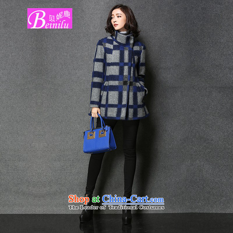Connie Deer 2015 Addis Ababa autumn and winter new gross jacket female grid? temperament larger wool a wool coat loose video thin lattices , L, Addis Ababa Connie deer (beinilu) , , , shopping on the Internet